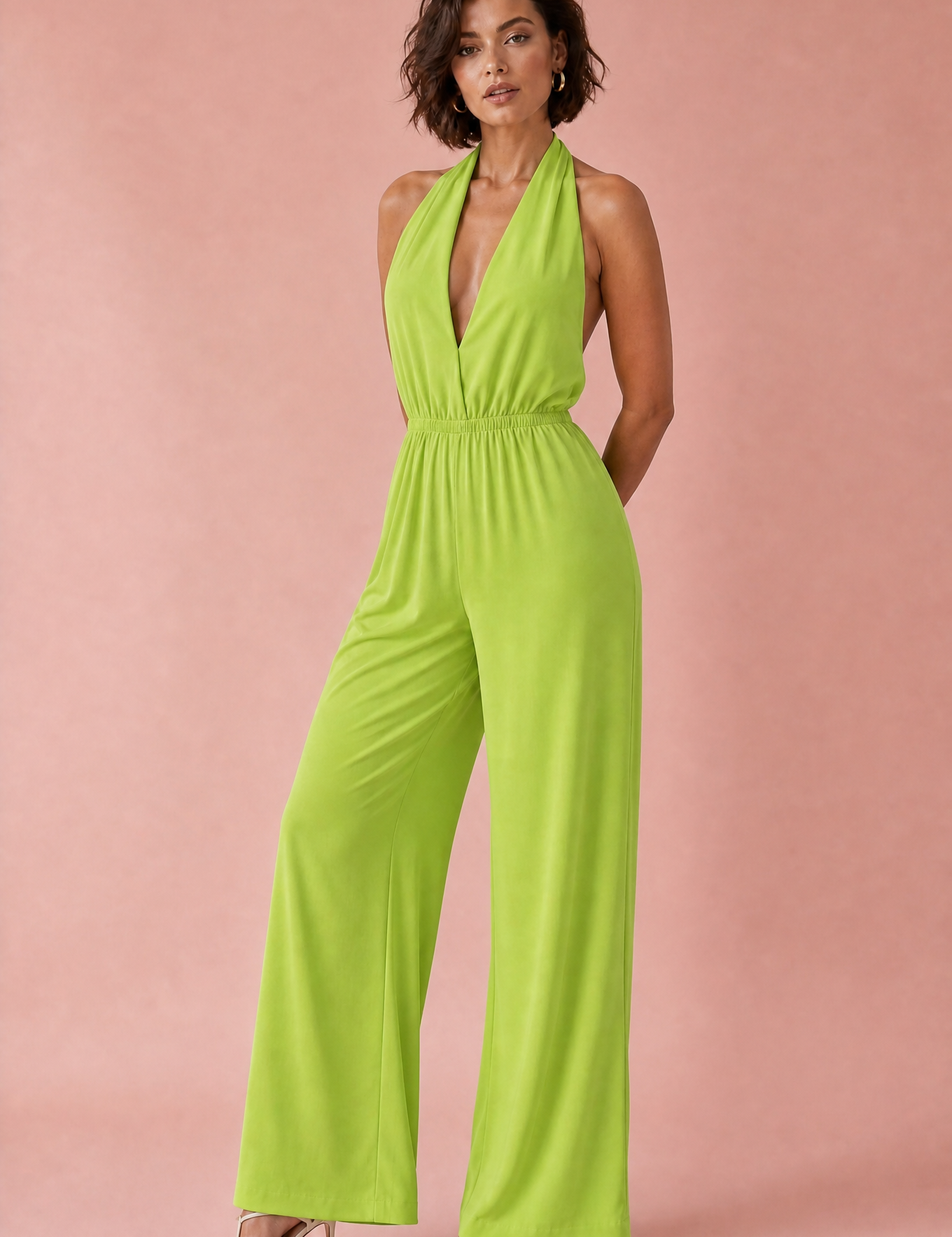 Combinaison col halter dos nu | Variante Vert | Lounelle Paris