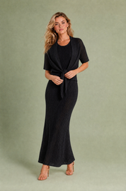 Ensemble 3 pièces beige maille ajourée | Variante Noir | Lounelle Paris