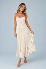 Robe lunga albicocca con spalline arricciate