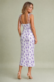 Robe fleurie ajustée dos ouvert | Vue de dos | Lounelle Paris
