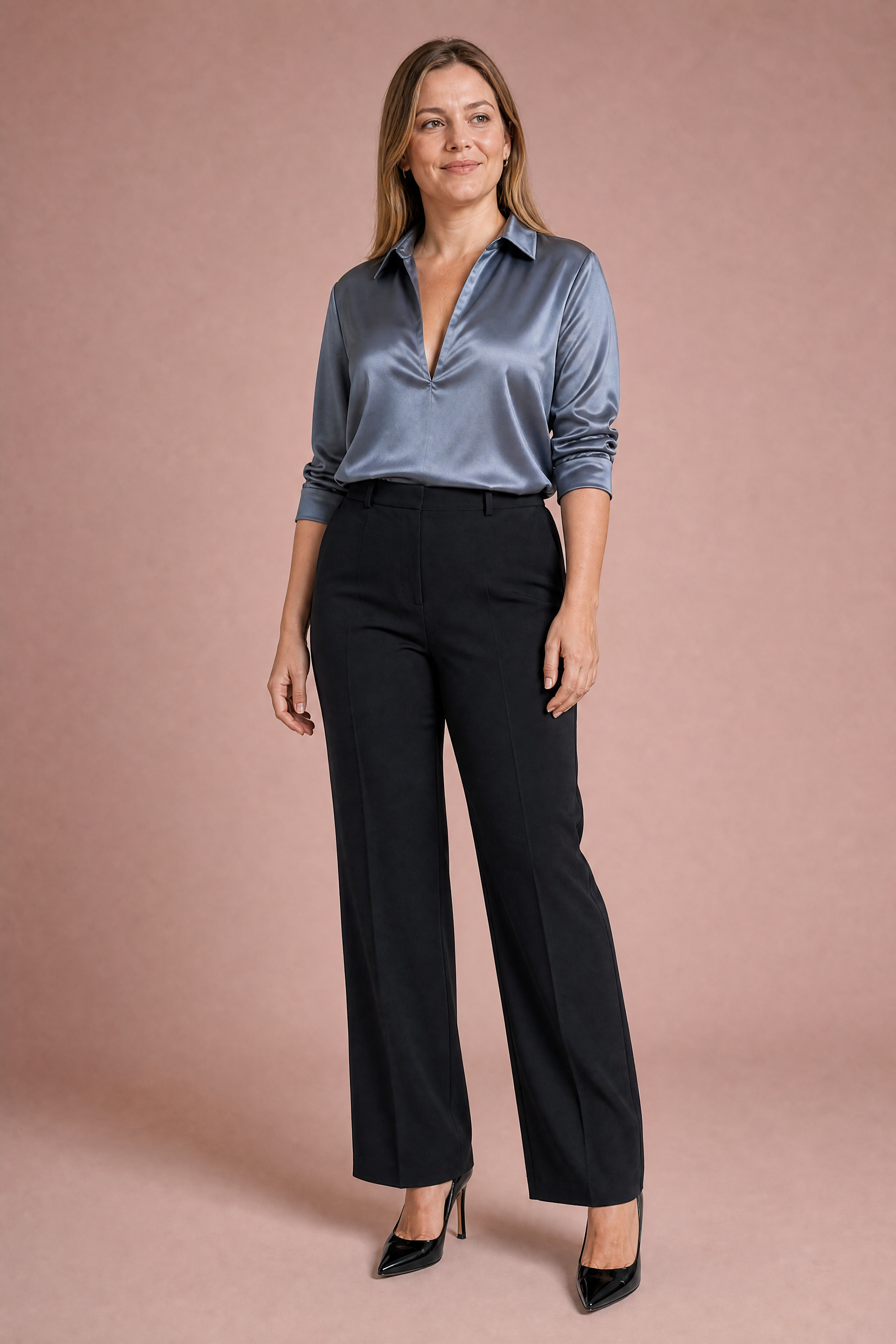 Chemise fluide col V | Porté sur une autre silhouette | Lounelle Paris