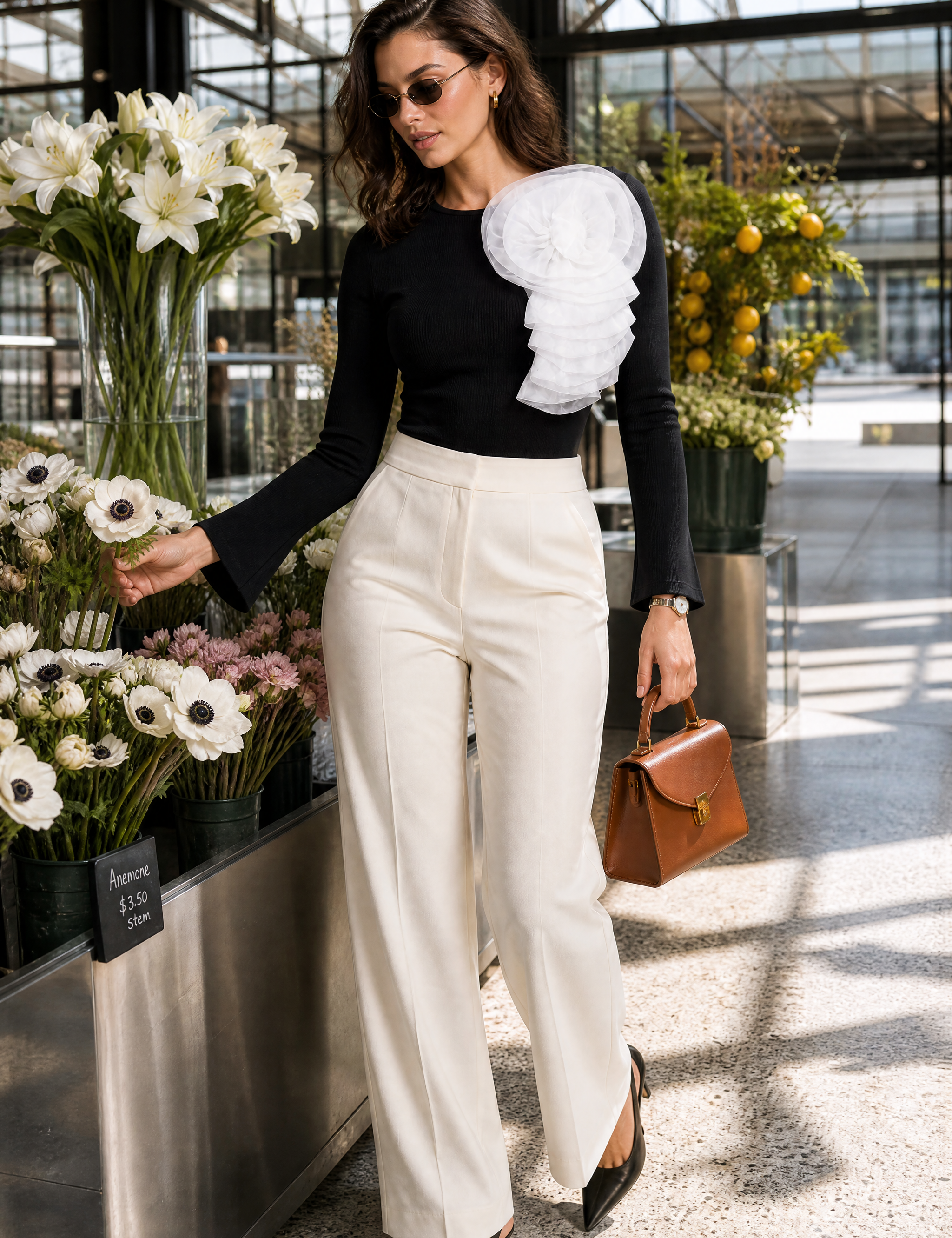 Body noir à fleur sur l'épaule | Photo lifestyle | Lounelle Paris