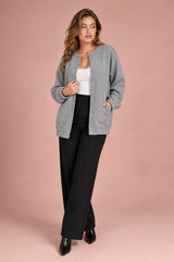 Veste grigia semi-lunga ampia