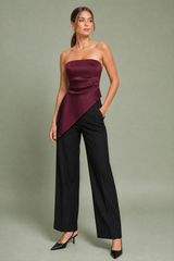 Top bustier asimmetrico arricciato