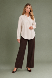 Chemise fluide à col chemise | Variante Beige | Lounelle Paris