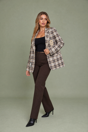 Blazer marron à carreaux | Vue de face | Lounelle Paris