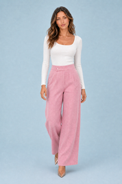 Pantalon large taille haute boutonné | Vue en mouvement | Lounelle Paris