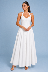 Abito lungo bianco halter schiena nuda