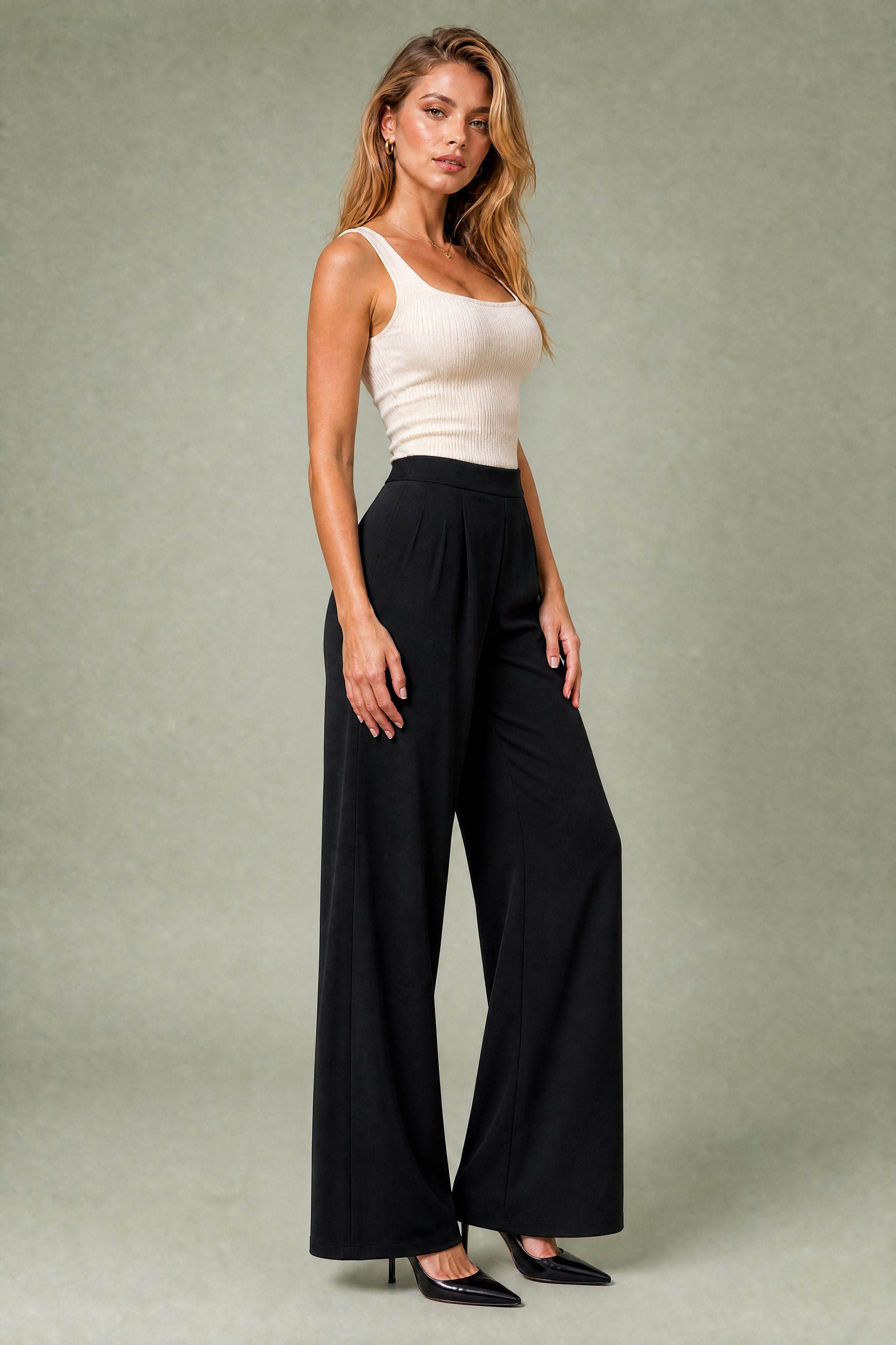 Pantalon large taille haute | Vue de profil | Lounelle Paris