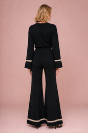 Ensemble pantalon noir bordures contrastées | Vue de dos | Lounelle Paris