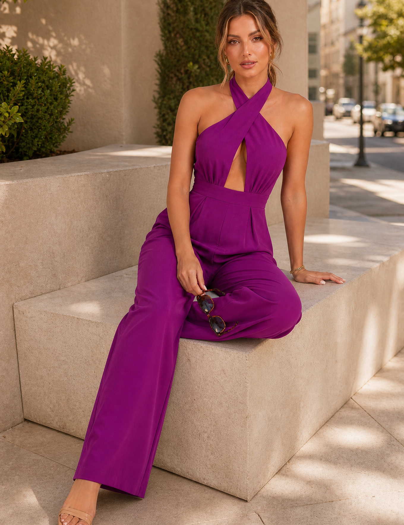 Combinaison col licou dos nu | Variante Violet - Lifestyle | Lounelle Paris