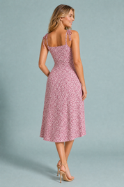 Robe midi florale à fente | Vue de dos | Lounelle Paris