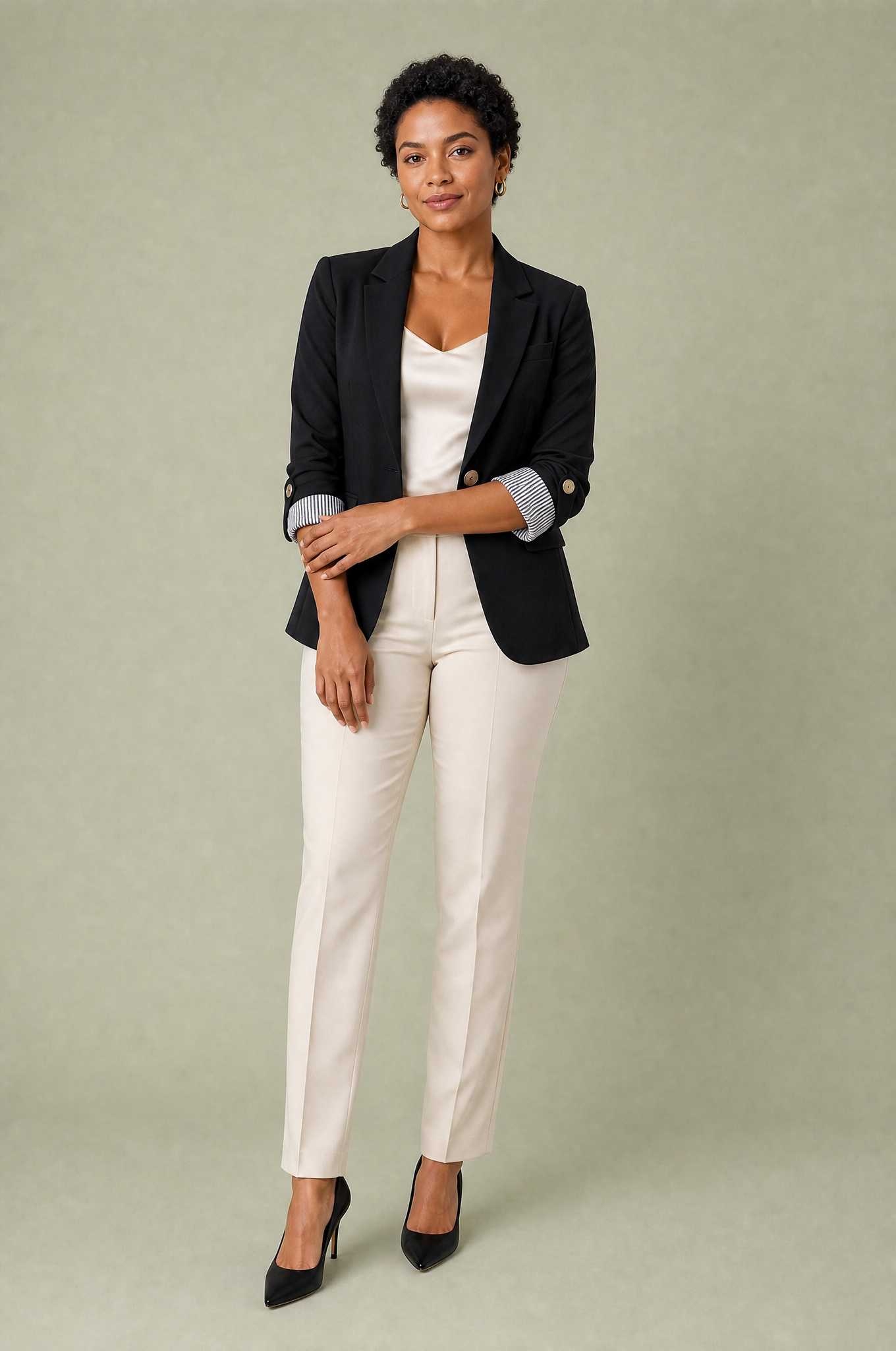 Blazer ajusté manches trois-quarts | Porté sur une autre silhouette | Lounelle Paris