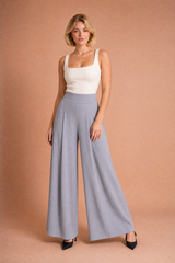 Pantaloni larghi fluidi a vita alta