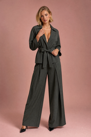 Ensemble trench pantalon ceinturé | Vue de face | Lounelle Paris
