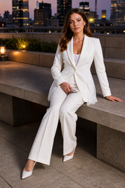 Blazer ajusté à dentelle | Variante Blanc - Lifestyle | Lounelle Paris