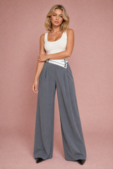 Pantaloni larghi a vita alta incrociati
