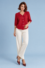 Camicia col tondo a maniche a sbuffo