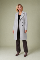 Cappotto lungo con cintura e colletto tailleur