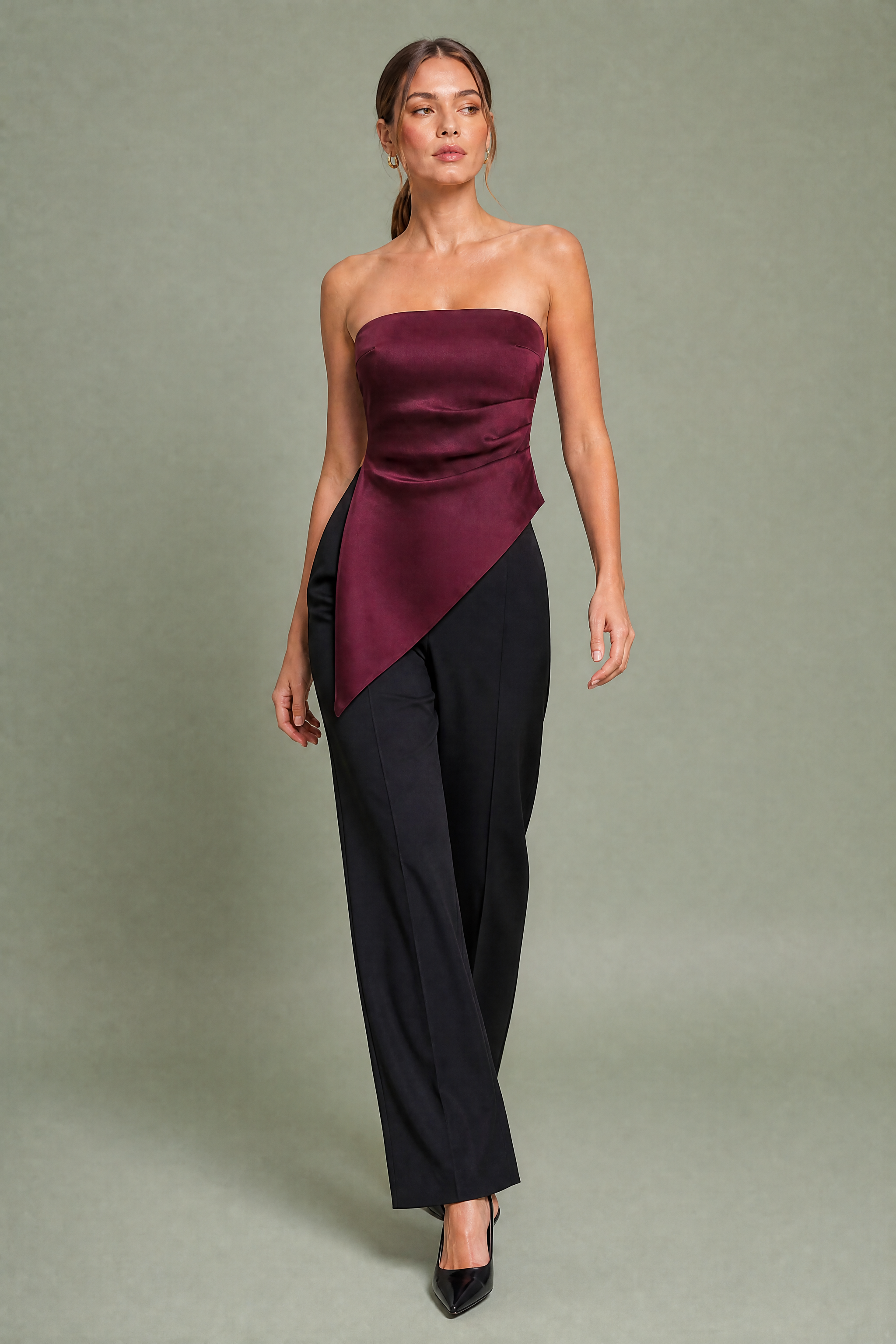 Top bustier froncé asymétrique | Vue en mouvement | Lounelle Paris