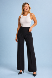 Pantalon large taille haute fluide | Vue de face | Lounelle Paris