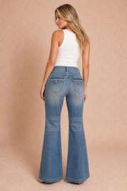 Jean bleu taille haute évasé | Vue de dos | Lounelle Paris