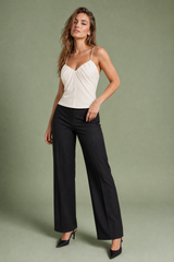 Top ecru drappeggiato schiena nuda
