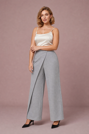 Pantalon taille haute asymétrique | Variante Gris | Lounelle Paris