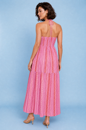 Robe longue rose col licou | Vue de dos | Lounelle Paris