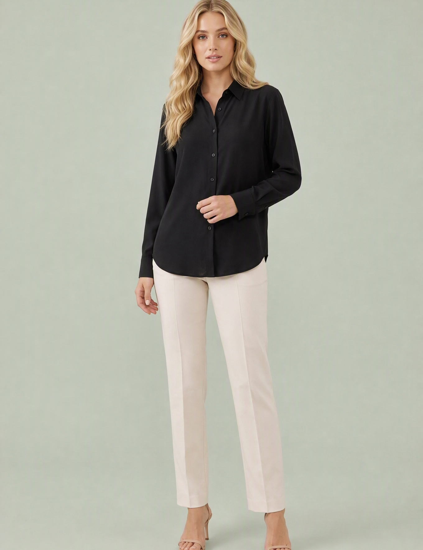 Chemise fluide à col rabattu | Variante Noir | Lounelle Paris