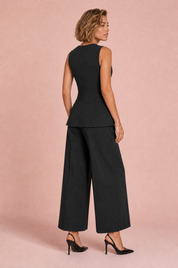 Ensemble noir col V taille haute | Vue de dos | Lounelle Paris