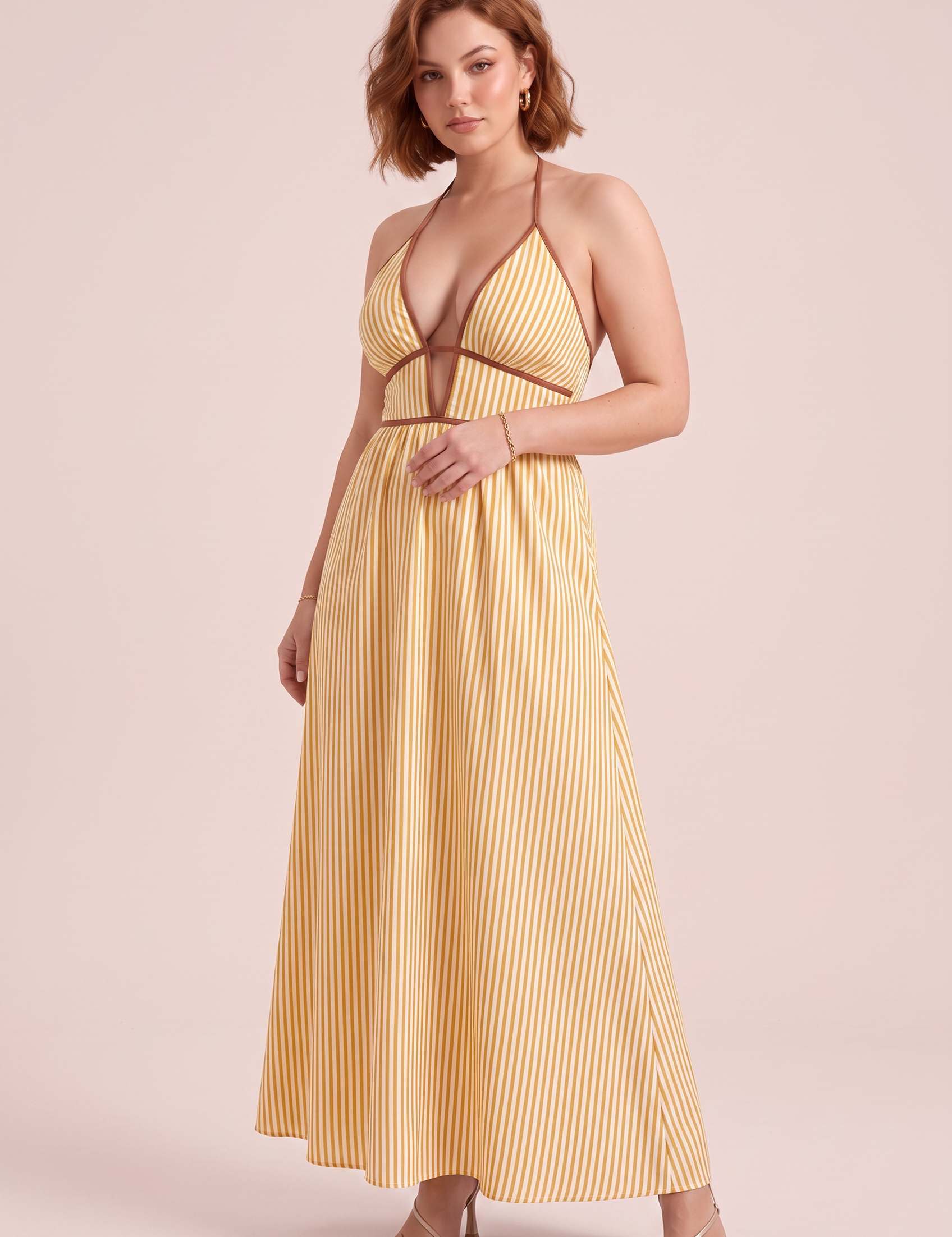 Robe longue col licou dos nu | Variante Jaune | Lounelle Paris