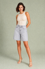 Jeans corto denim vita media