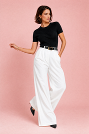 Pantalon taille haute jambes larges | Vue en mouvement | Lounelle Paris