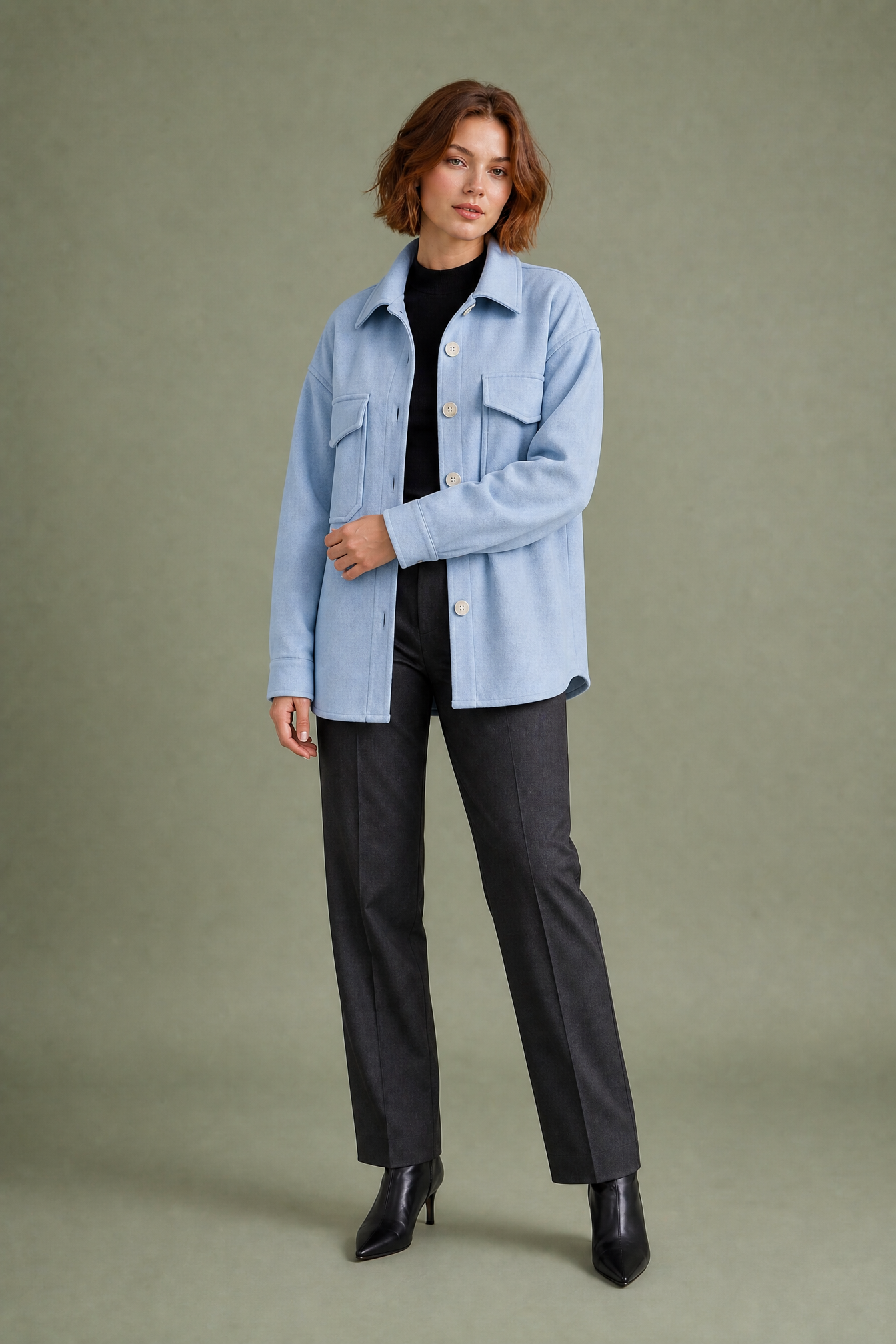 Manteau mi-long ample à revers | Variante Bleu | Lounelle Paris