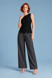 Top en dentelle bretelles larges | Variante Noir | Lounelle Paris