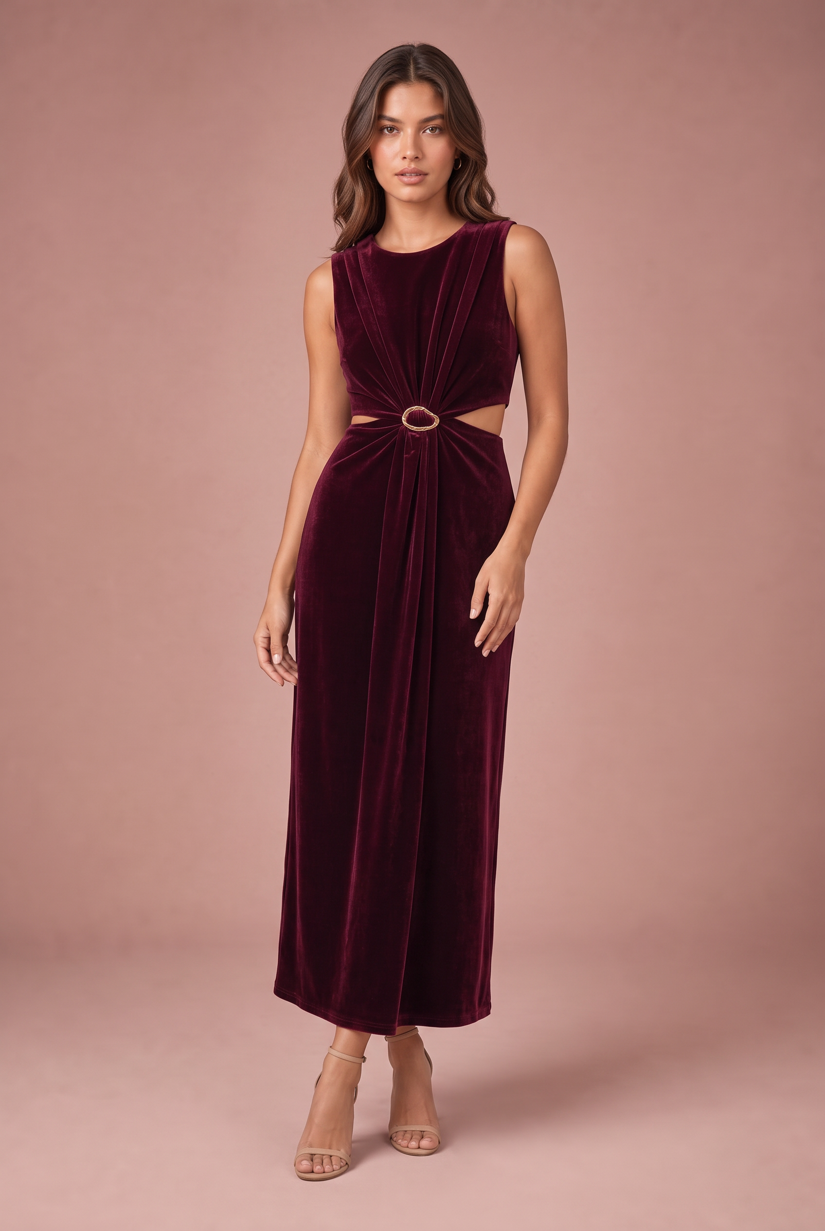 Robe velours sans manches | Variante Bordeaux | Lounelle Paris