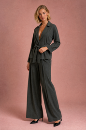 Ensemble trench pantalon ceinturé | Vue de profil | Lounelle Paris