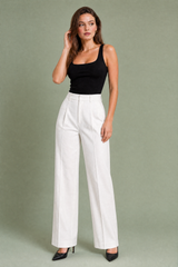 Pantalone sartoriale bianco a vita alta