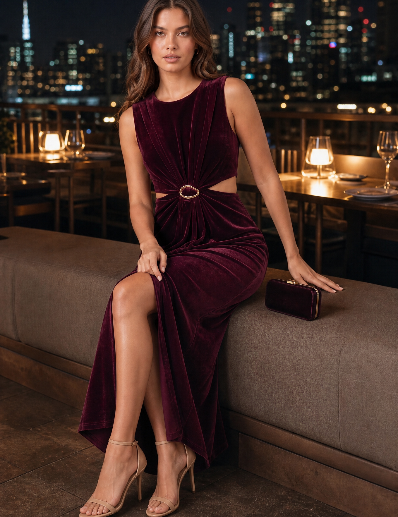 Robe velours sans manches | Variante Bordeaux - Lifestyle | Lounelle Paris