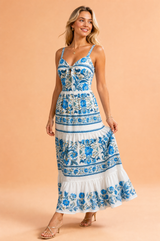 Abito lungo blu con spalline