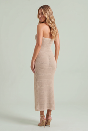 Robe longue abricot bandeau dos nu | Vue de dos | Lounelle Paris