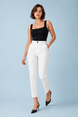 Pantaloni dritti vita alta 7/8