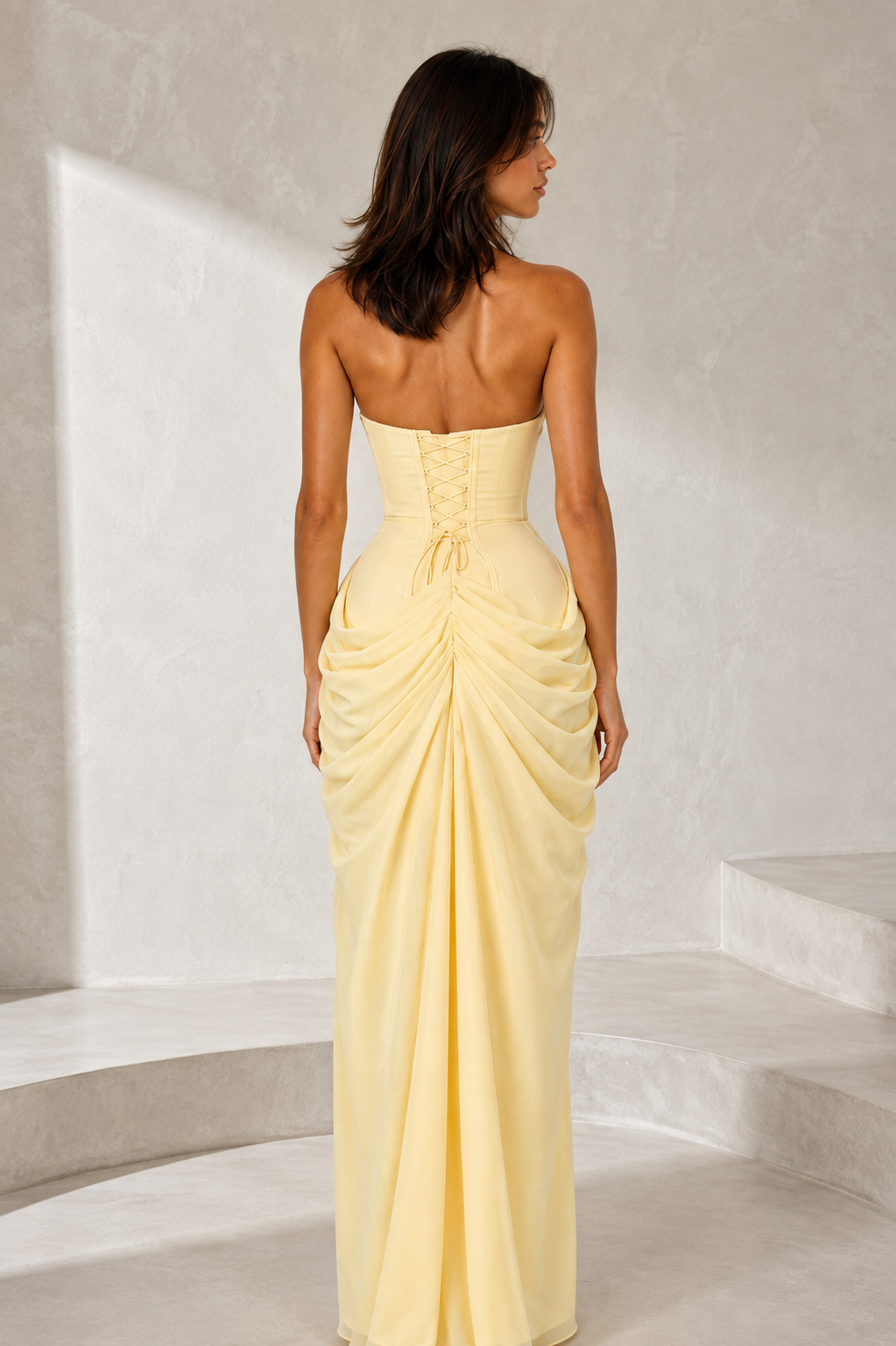Abito lungo bustier con spacco