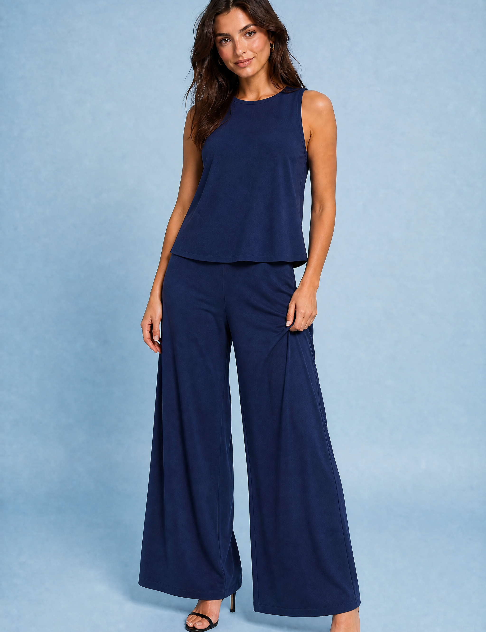 Ensemble pantalon large fluide | Variante Bleu marine | Lounelle Paris