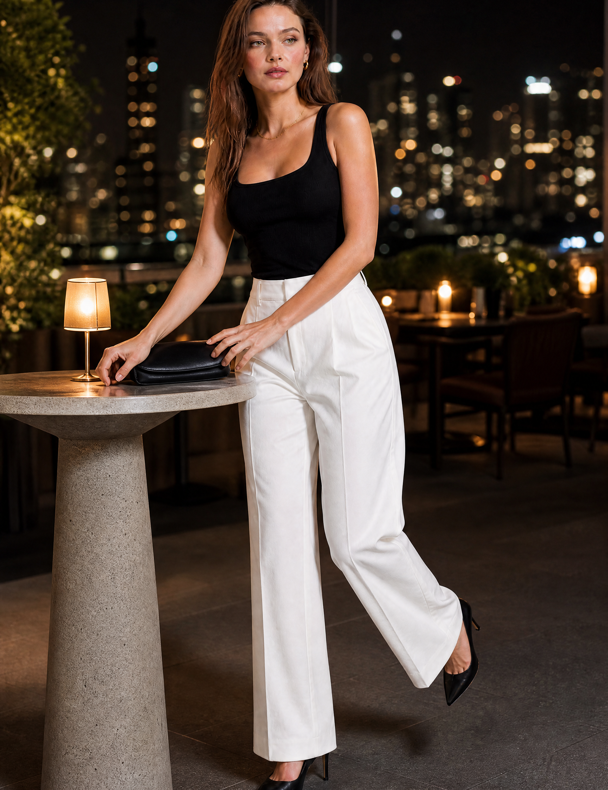 Pantalon tailleur blanc taille haute | Variante Blanc - Lifestyle | Lounelle Paris