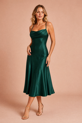 Vestito lungo verde scuro schiena allacciata