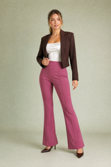Pantalone a vita alta micro-svasato
