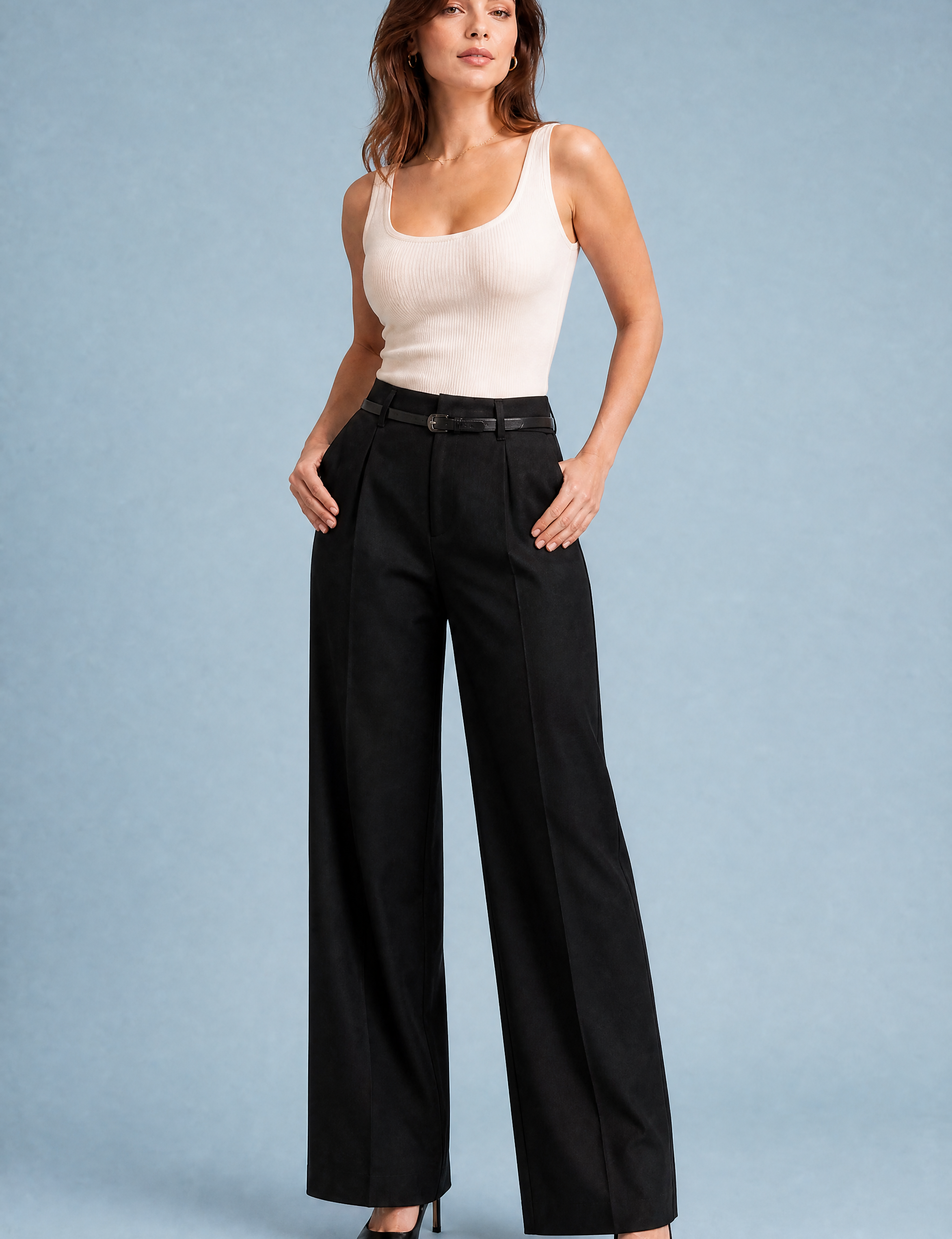 Pantalon large taille haute | Variante Noir | Lounelle Paris