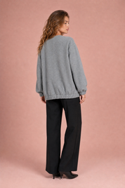 Veste grise mi-longue ample | Vue de dos | Lounelle Paris